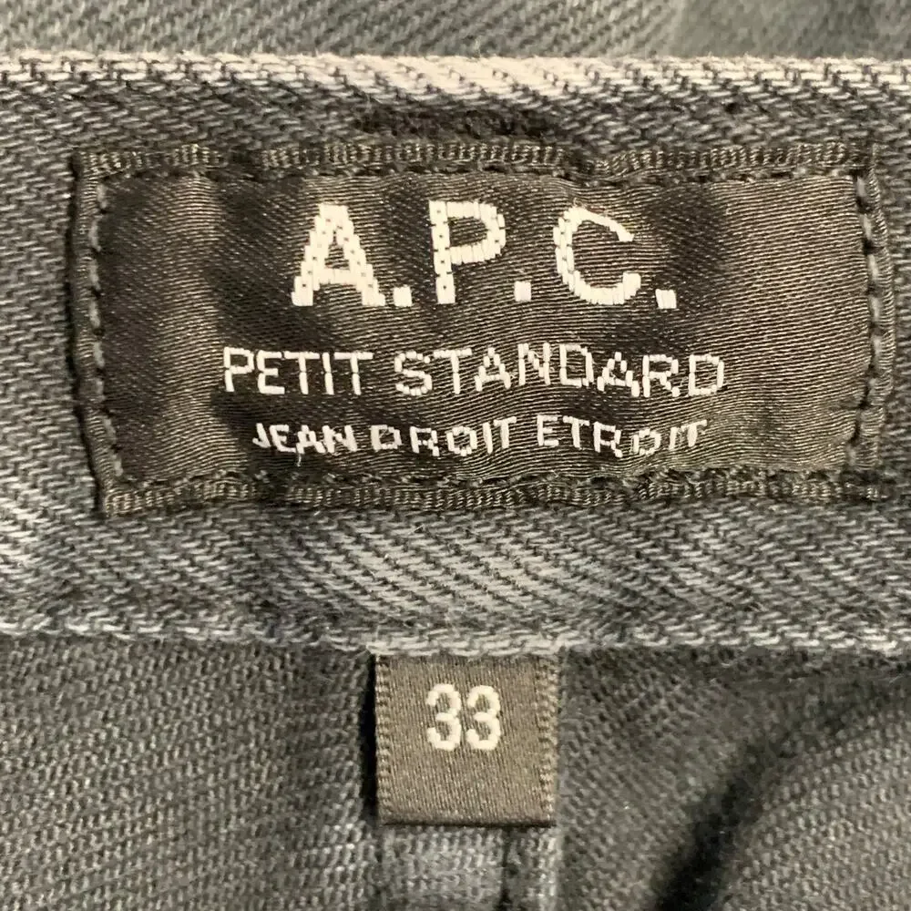 A.P.C. Size 33 Grey Cotton Blend Twill Slim Tapered Button Fly Jeans